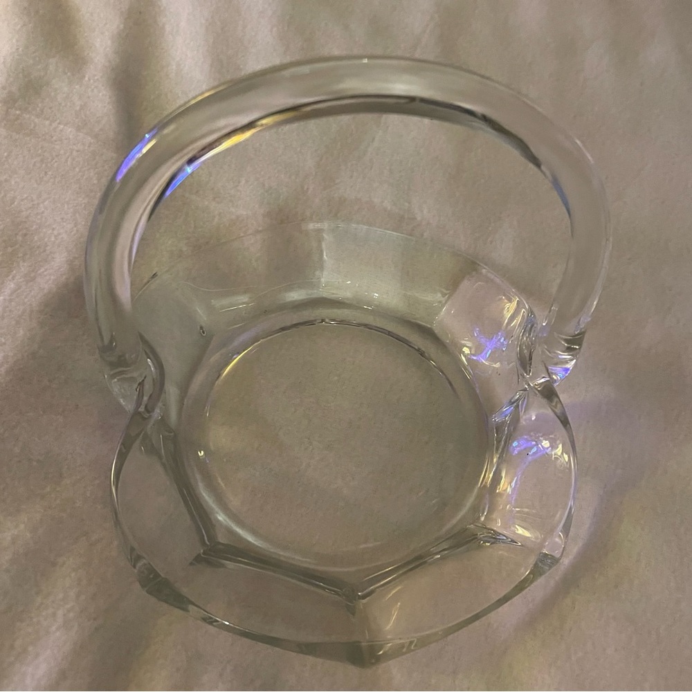 Duncan Miller Glass CANTERBURY Clear Basket  Oval Applied Handled Panel Elegant